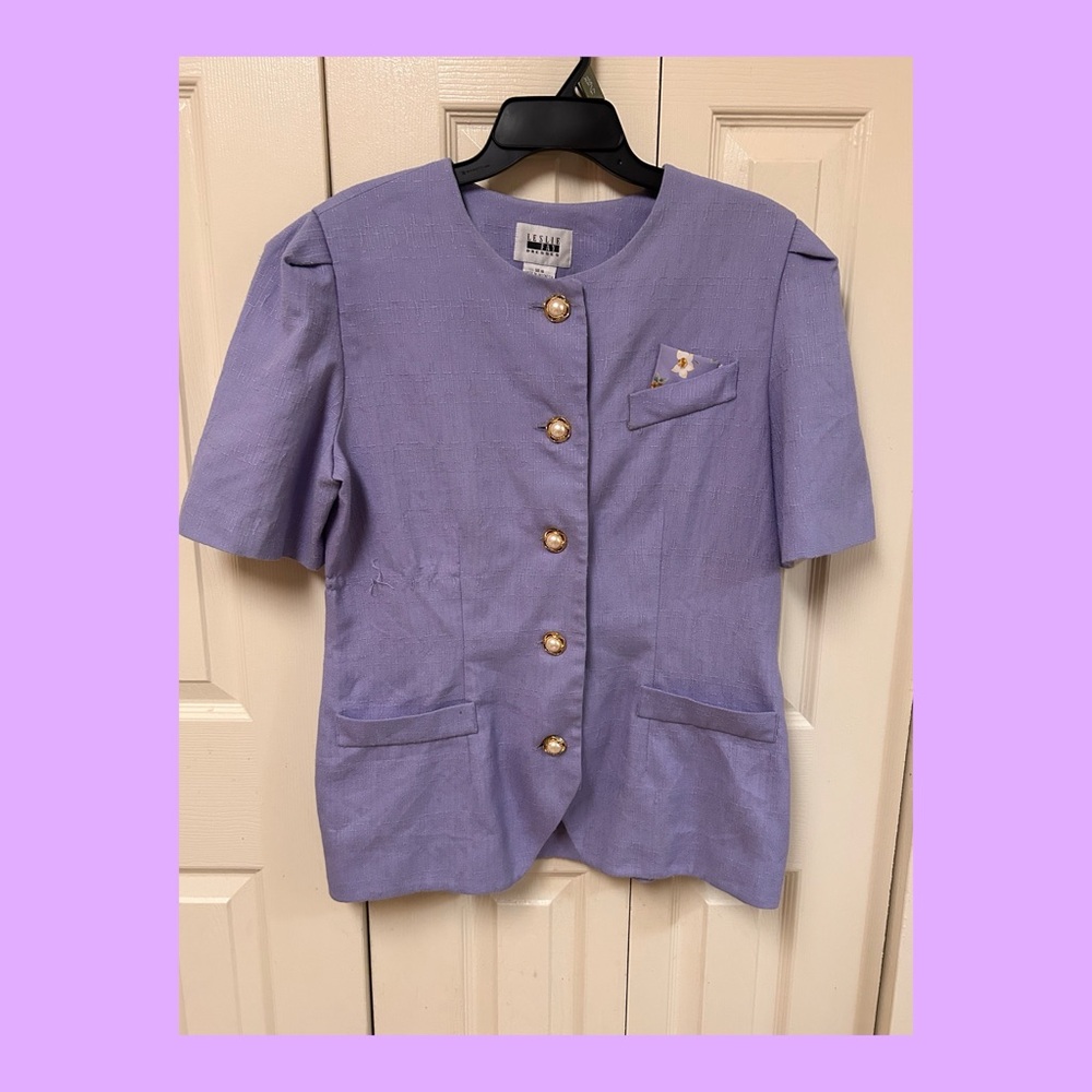 Leslie Fay Lilac Blazer with Pearl Accent